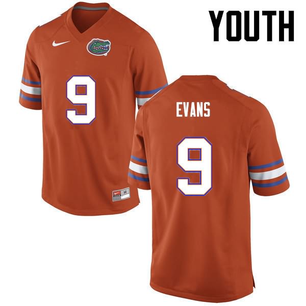 NCAA Florida Gators Josh Evans Youth #9 Nike Orange Stitched Authentic College Football Jersey PJO6664CR